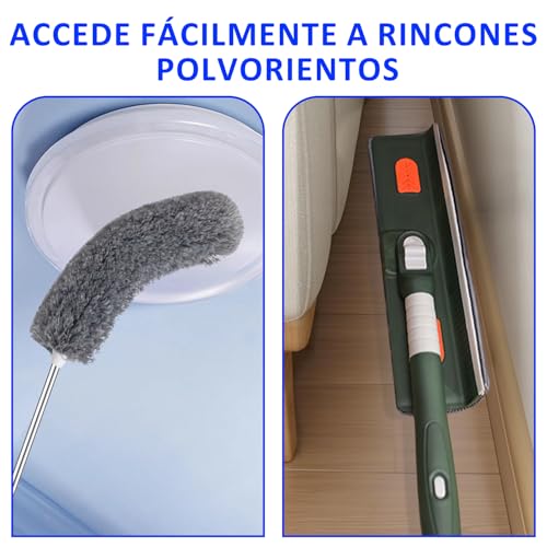 Genérico Limpiador Multiusos para Espejos y Azulejos con Mango Extensible - Herramienta de Limpieza de Esquinas para Baño, Cocina y Vidrio de Auto Kit fácil de Instalar