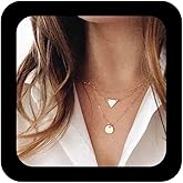 Erimberate Bohemian Layered Triangle Disc Choker Necklace Vintage Coin Pendant Necklace Coin Chain Necklace Gold Multi Layering Necklace Jewelry for Women