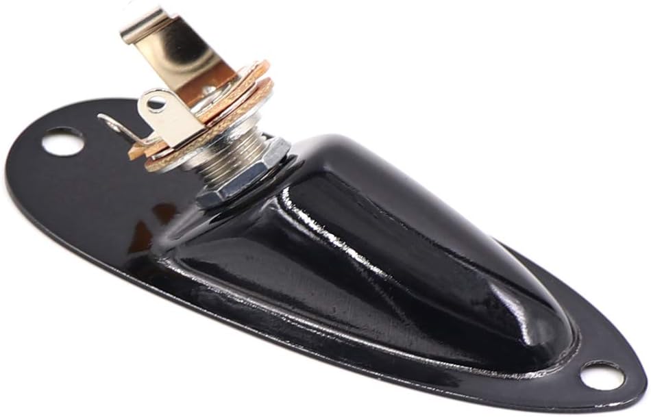Guitar Loaded Jack Socket Plate with Screws Boat Style Output Jacks for Electric Guitar Replacement Parts (Black)