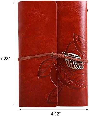 Albabara Leather Writing Journal Blank Notebook Loose Leaf 75sheets/150pages Diary Sketchbook Daily Notepad Elastic Closure,Bookmark