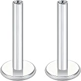 Titanium Threadless Flat Back Earrings Labret Post, Flatback Labrets Bar | for Nose Ear Lip Piercing, 16g 18g 20g 5mm 6mm 7mm Posts, Internally Threaded Labret Bars