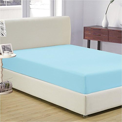Thread Spread 100% Egyptian Cotton Fitted Sheet King Size - 1000-Thread-Count King Size Fitted Sheet Only, Extra Soft, Cooling, 16" Deep Pocket Luxury Sateen Weave Bottom, Hotel Quality - Light Blue