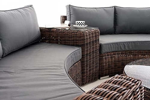 HomeStylist Gartengarnitur Polyrattan Eckbank Marvina Grau, Braun – Bild 6