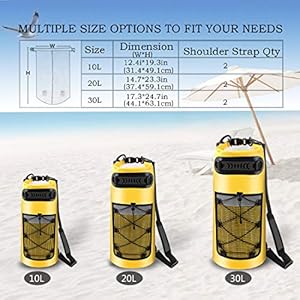 Schnorchelmasken 51rmXjx uCL. SS300 HALTBAR & WASSERDICHT- Hergestellt aus robustem, flexiblem und vollständig wasserdichtem 600D-PVC, Egal unter welchen Bedingungen! Ihre Ausrüstung bleibt sicher und vor Umwelteinflüssen geschützt, egal ob Sie am Strand sind oder bei strömendem Regen wandern.
EINZIGARTIGES INNOVATIVES DESIGN– Verfügt über einen verstellbaren, gepolsterten Gurt zum bequemen Tragen, eine Außentasche für Netztaschen, die Platz für nicht trockene Aufbewahrung bietet, ein elastisches Seil zum Halten von Kleidung oder Zubehör. Diese einzigartigen und hilfreichen Konstruktionsmerkmale lassen Ihren Aleenun-Trockensack eine Stufe über dem traditionellen Trockensack liegen.
IPX8 HANDY-HÜLLE: Jeder Sack kommt inkl. wasserdichter Phone-Tasche für alle Smart-Phones bis 6” Monitor-Grösse. Ideal zum Schutz gegen Wasser, Sand, Staub, Schnee und hohe Luftfeuchtigkeit, zum Kajakfahren, Kanufahren, Rafting, Skifahren, Segeln, Angeln, Camping, Snowboarden, Strand.