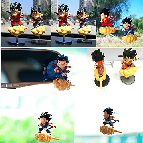 COSMOSS Dragon Ball Red Goku Car Dashboard Decoration Flying Action Figure Toy Collection, Stick-on Window or Standalone on Dashboard with Adhesive Tape (Blue Goku)