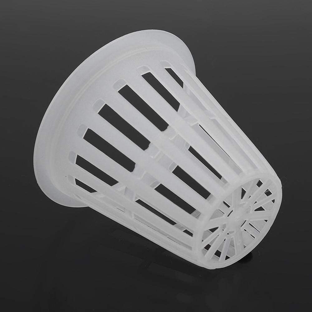 Wifehelper Hydroponic Basket, 10pcs/Set Bucket Basket Lid Garden Plastic Net Cups Pots Hydroponic Basket Cup Plant Net Pot for Hydroponics Garden Containers(White)