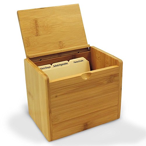 Bamboo Recipe Box Personalized Option for 4x6 Cards - Includes Dividers (Blissful) - Thumbnail 5