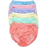 Littledream Lot of 6 Vintage Size L Sheer Transparent Silk Nylon Panties Men Womens Full Cut Briefs Knicker Underwear Waist : 32"-42" Hips 34"-44" High Waist Granny Brief Mushroom Gusset