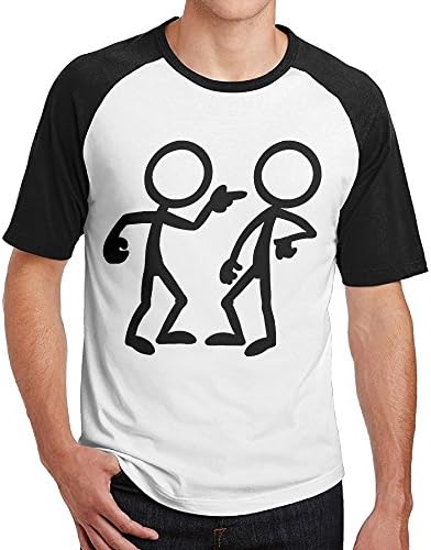 Puojoij Stick Figures Arguing Fashion Men's Raglan Short T-Shirt S