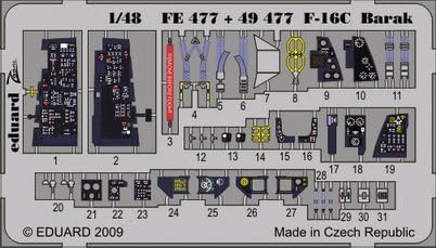Eduard 1/48 F-16C Barak interior (for Kinetic) zoom color etching parts FE477