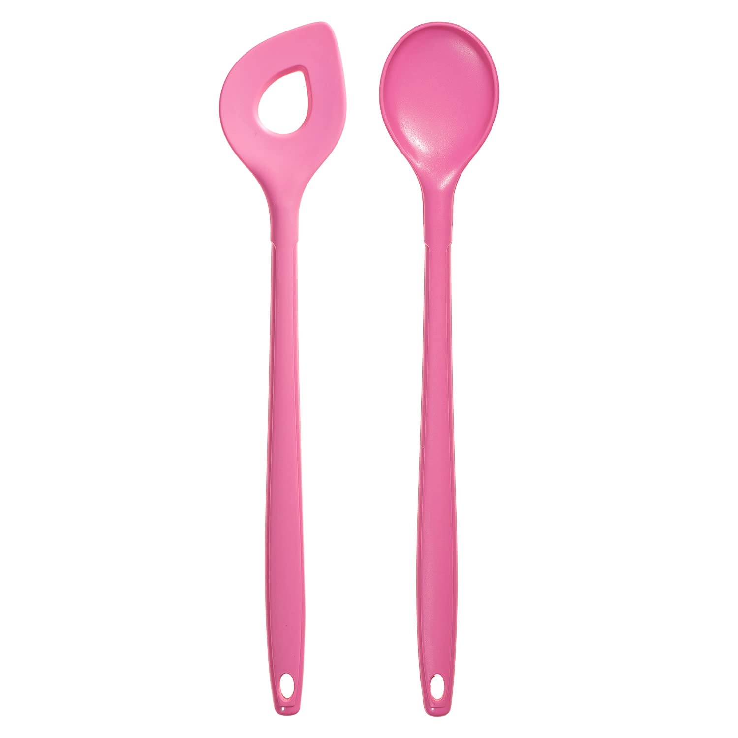 Kochblume Set of 2 Spoons for Cooking and Baking, 30 cm, Stainless-Steel Core with a Protective Layer of Silicone, BPA-Free, Dishwasher-Safe, Pink