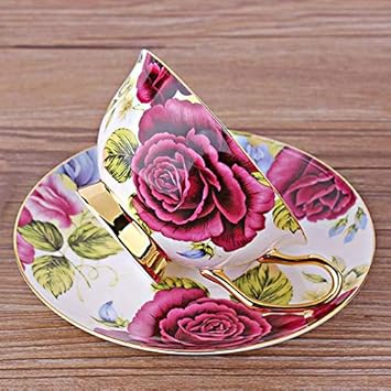 Hsxot Creative Rose Bone Chine Chinois Tasse à Café Soucoupe