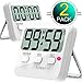 2- Pack Kitchen Timer Digital Timer for Time Management, Teacher, Classroom, Cooking - Large Screen, Big Digits, On/Off Button, Magnetic Back - AAA Battery Included