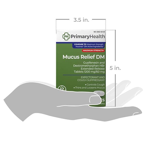 PRIMARY HEALTH MUCUS RELIEF DM MAXIMUM STRENGTH DEXTROMETHORPHAN 60MG, GUAIFENESIN 1200MG, EXTENDED-RELEASE TABLETS, 42COUNT