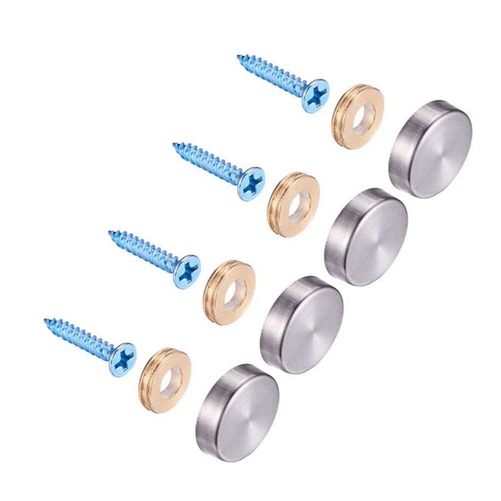Photo 1 of 4 PCS Mirror Screws Decorative Caps Cover Nails, Polished Stainless Steel Mirror Decorative Screws Fasteners for Mirrors, Wardrobes, or Glass Furniture, Sign/Advertising Hardware (0.79"/20mm)