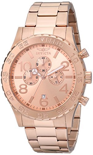 Invicta Men's 1271 Specialty Chronograph Rose Dial 18k Rose Gold Ion-Plated Watch