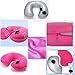 Lucear Inflatable Travel Pillow Set- Velvet Travel Neck Pillow, Sleep Mask, Earplugs - Including Carry Pouch for Convenient Storage - 3 Seconds Inflate Full (Pink)