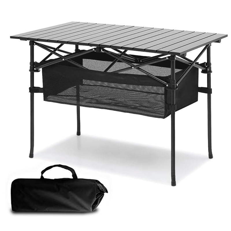 Photo 1 of (item sold for parts) VIBZONFU Outdoor Folding Portable Picnic Camping Table, Aluminum Roll-up Table with Easy Carrying Bag 