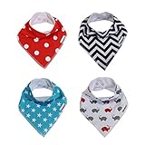 Mittagong Unisex Cotton Baby Bandana Drool Bib with Snaps for Boys Set of 4