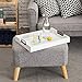 MyGift 20 x 14 inch Vintage White Wood Serving Tray, Farmhouse Rectangular Breakfast Tray, Decorative Ottoman Coffee Table Tray with Modern Black Metal Handles