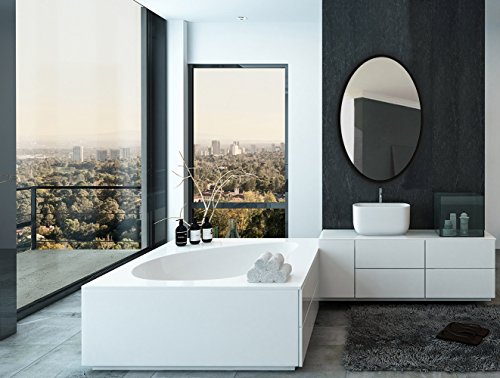 image for Hamilton Hills Clean Large Modern Black Oval Frame Wall Mirror | Conte