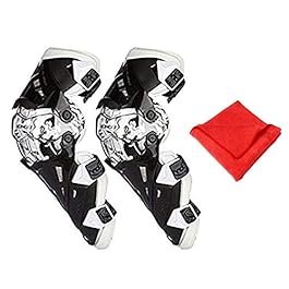 AllExtreme EXK12W2 Breathable Adjustable Knee Pads Motorcycle Racing Riding Knee Guard Unisex Shin Armor Protector with Microfiber Towel