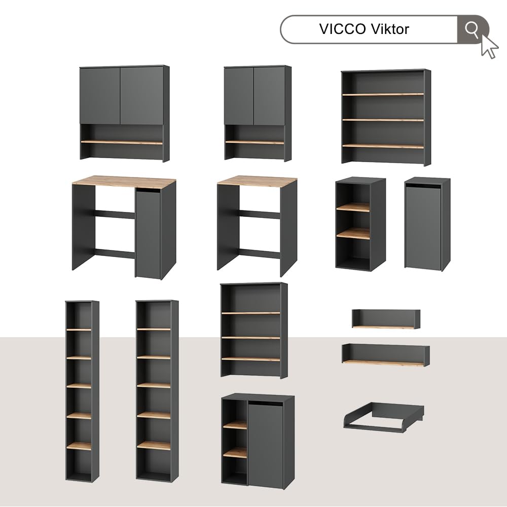 Vicco Waschmaschinenschrank Anthrazit/Goldkraft Eiche Viktor 68x88x60 cm - Badezimmerschrank für die Waschmaschine, Praktische Umrahmung für Waschmaschine oder Trockner 7