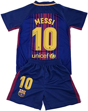 Messi Jersey Youth #10 - 2017-2018 Home Jersey &amp; Shorts for Kids (6-7 yrs old)