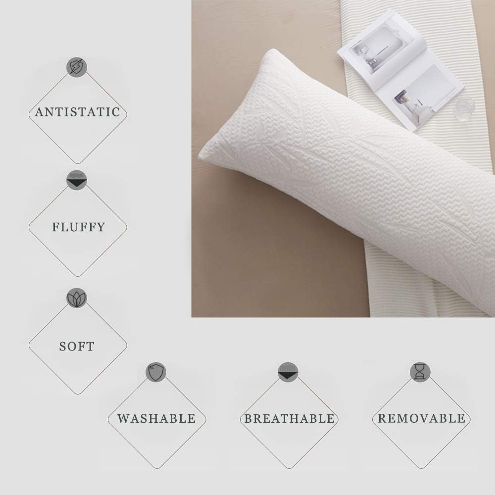 Ubauba Full Body Pillows for Adults Premium Soft Long Pillow with Removable Bamboo Pillow Cover, Bed Hug Pillows for Side Sleepers and Back Pain - 20 x 54 inch: Home & Kitchen
