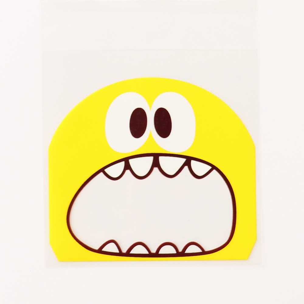 Crmresin Monster Food Grade Plastic Candy/Cookies Bags for Birthday Wedding Decoration (Yellow) -100 Pieces/Set