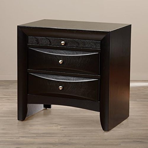 Amazon Com Charming 3 Drawer Nightstand Top Pull Out Tray For Ample Storage Space Clean Lines Sturdy And Long Lasting Solid Wood And Veneers Construction Rich Glossy Black Finish Kitchen Dining