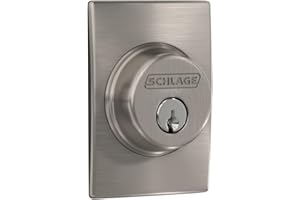 Schlage B60 N CEN 619 Deadbolt with Century Trim, Keyed 1 Side, Highest Residential Security, Satin Nickel