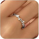 Vintage Gold Twig Ring for Mother, 925 Sterling Silver CZ Leaves Branch Hollow Stacking Ring to Daughter,14K Gold Plated Promise Lucky Leaf Rings for Women Valentines Day Birthday Wedding Jewelry Gift