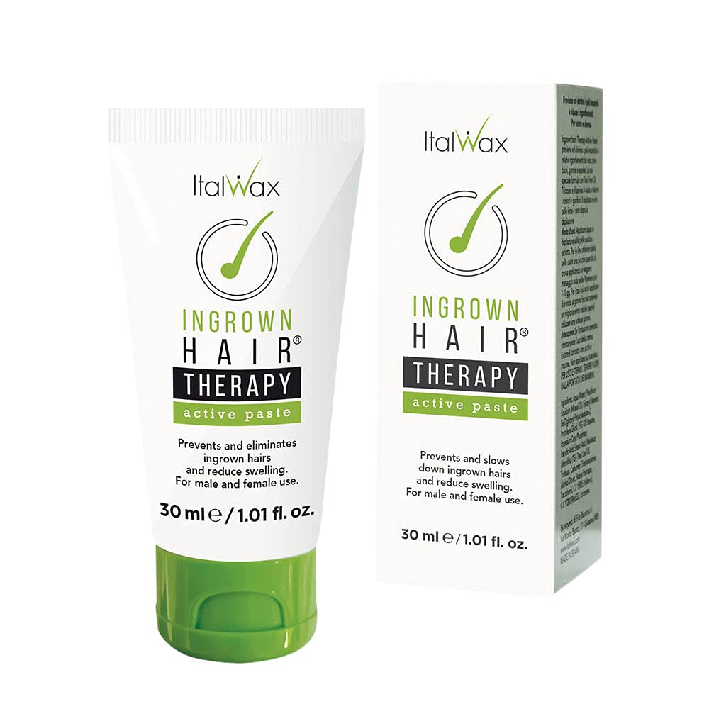 Italwax Ingrown Hairs Therapy Active Paste 30ml (1fl.oz) - Tea Tree Oil - Prevents and eliminates ingrown hairs and bumps - Ideal for face delicate areas