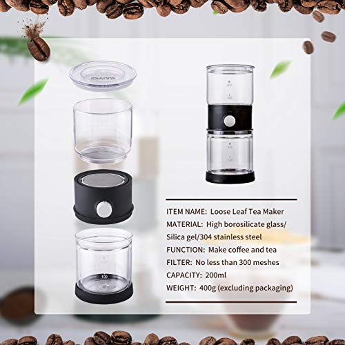 SULIVES Pour Over Coffee Maker/Glass Teapot with Paperless Stainless Steel Filter Double Wall Glass Coffee Dripper Brewer Pot