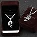 His and Her Heart Shaped Puzzle Couple Necklaces Love Heart Pendant Necklaces Women Men 2 Matching Set Necklaces Love Valentines Christmas Black & Silver