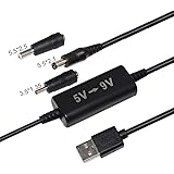 SPARKING 5FT USB 5v to DC 9v Converter Step Up Voltage Converter Cable, USB to DC 5.5 x 2.1mm Barrel Male Plug Connectoror