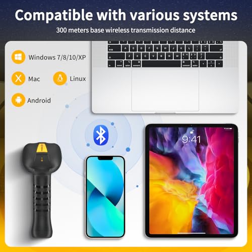NetumScan Industrial Quality Wireless Bluetooth 1D/2D Barcode Scanner 2600mAh Battery with Charging Station Compatible with POS, PC, iPhone, Android Retail