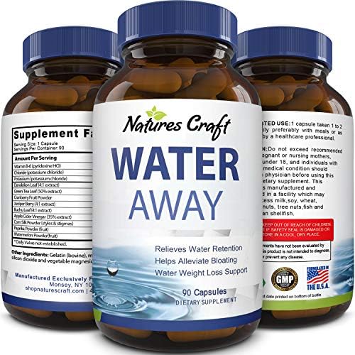Water Away Diuretic Supplement with Dandelion Leaf Bloat Relief Pills