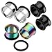 JOVIVI 6pc Mix-color Gauges Set Stainless steel Single Flared Ear Tunnels Plugs Stretcher Jewelry