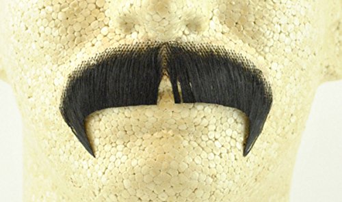Winchester Mustache BLACK - Spirit Gum Included - no. 2028 - REALISTIC! 100% Human Hair - Perfect For Theater - Reusable!