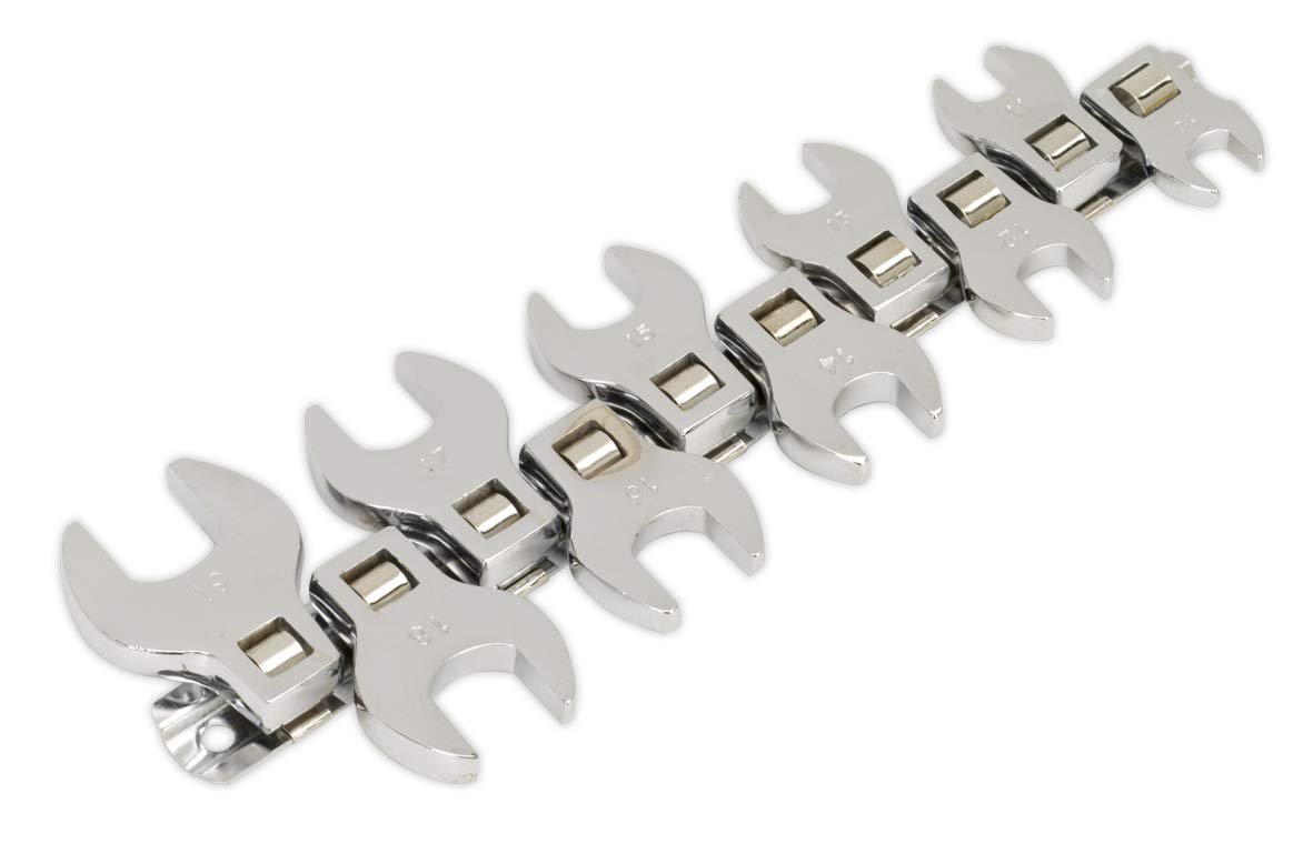 Siegen by Sealey Crow's Foot Open End Spanner Set 10pc 3/8"Sq Drive Metric,Silver - S0866
