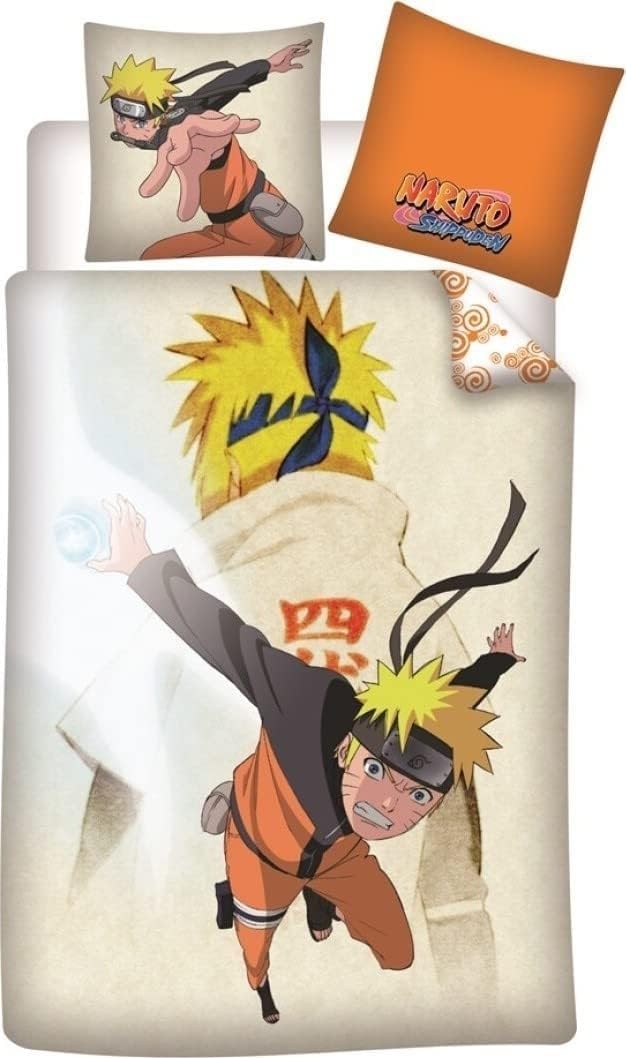 Aymax Naruto Single Bedding Set, Duvet Cover 140 x 200 cm and Pillowcase 65 x 65 cm, Reversible