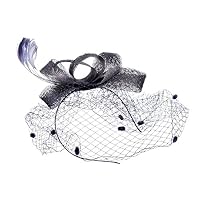 MOGOV Fashion Women Hair Clips，Wedding Elegant Party Flower Mesh Mesh Hat Ribbons And Feathers Headband