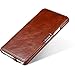 Galaxy Note 4 Case, PERSTAR [Vintage Classic Series] [Genuine Leather] Flip Cover Folio Case [Simple Stand], [1 Card Slot] with Magnetic Closure for Samsung Note 4 (Retro Brown)