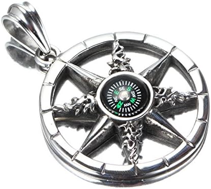 LOPEZ KENT Fashion Men's Stainless Steel Compass Pendant Necklace,24 inch Chain