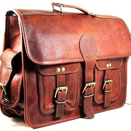 RENOSTER Real Leather Handmade Laptop Messenger Bag for Men - SIZE-15 Inch Handmade Leather Bag for Men Leather Lapptop Bag for Office Use