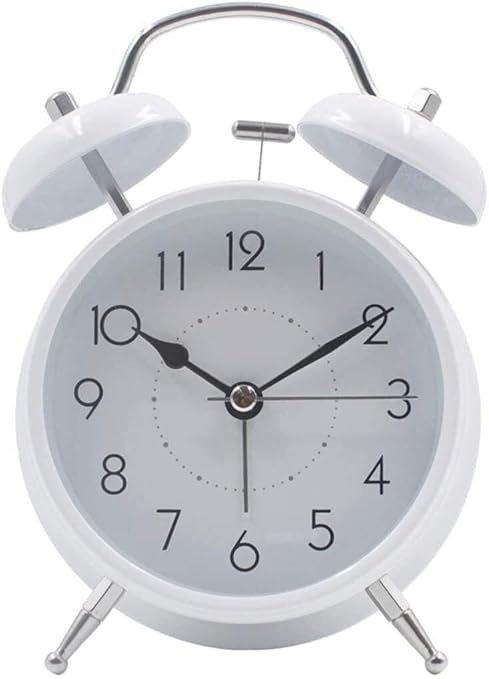 Zyyqt Alarm Clock Mini Nightstand Clock Table Without Delay With Backlight Battery Travel Alarm Double Alarm Clock And Round Bells Color White Amazon Co Uk Kitchen Home