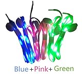 3 Pairs LED Nylon Shoelaces Light Up Shoe Laces with 3 Modes in 3 Colors Disco Flash Lighting the Night for Party Hip-hop Dancing Cycling Hiking Skating