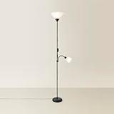 MiniSun Modern Gloss Black 2 Way Floor Lamp Mother Father Child view 1